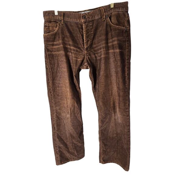 Zara Brown Corduroy Baggy Bootcut 5 Button Fly Pants Mens 38 Casual Office Work - Picture 1 of 8